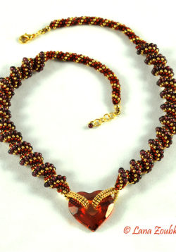 Crystal Heart And Red Garnet Necklace