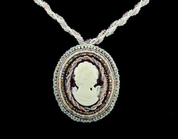 Cameo Pendant Bead Embroidery