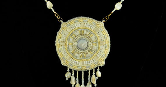 Winter Medallion Bead Embroidered Pendant