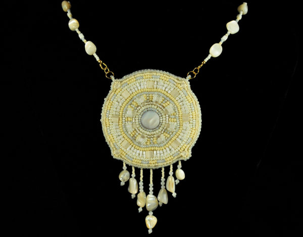 Winter Medallion Bead Embroidered Pendant