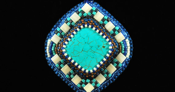 Tile Pendant Custom Bead Embroidery