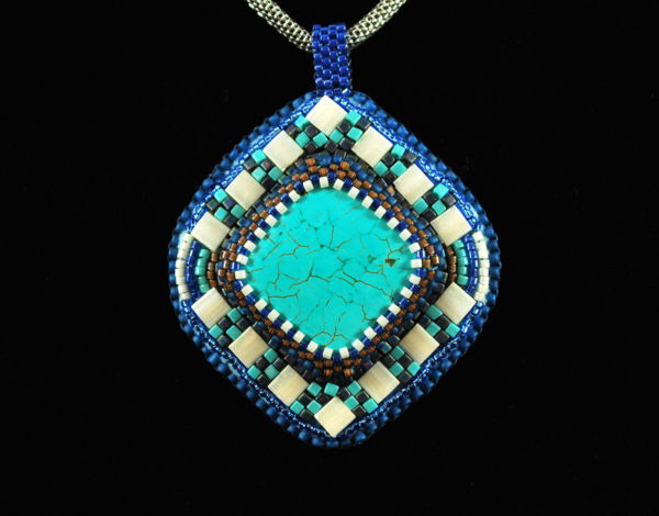 Tile Pendant Custom Bead Embroidery