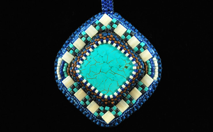 Tile Pendant Custom Bead Embroidery