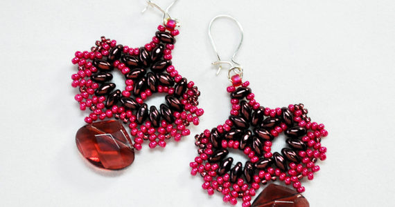 Lace and Crystal Beaded Earrings Berry "Flavor" at Svetlana.Gallery