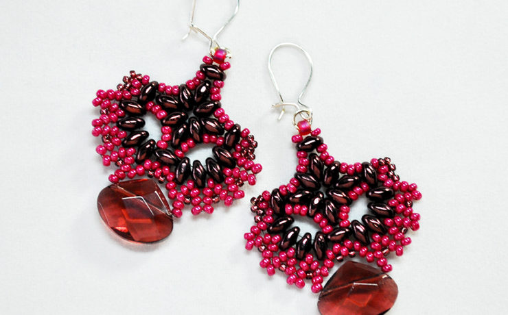 Lace and Crystal Beaded Earrings Berry "Flavor" at Svetlana.Gallery