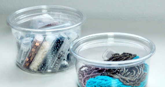Bead Storage Solution -Clear Plastic Containers as a temporary bead storage solution