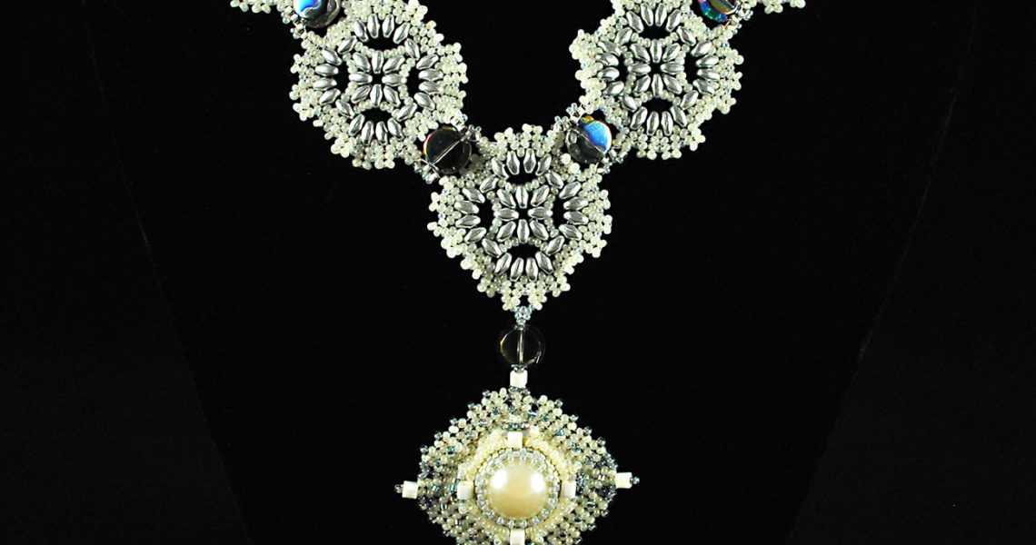 Winter Necklace. Beadwork and bead embroidery idea.