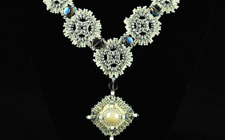 Winter Necklace. Beadwork and bead embroidery idea.