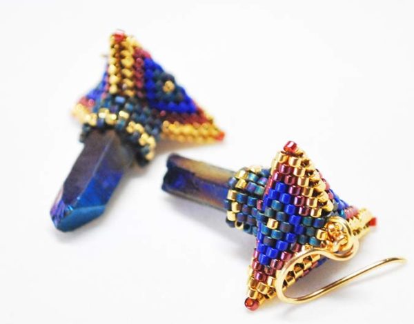Geometric Beadwork Earring Design