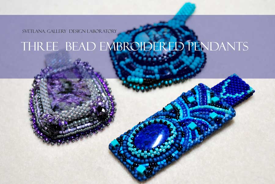 3 Bead Embroidered Pendants - Design Laboratory