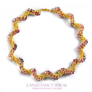 Lana's Fancy Spiral Purple and Pink Version with Czech disk beads - Bead Pattern Gallery