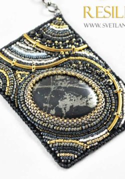 Resilient Necklace Bead Embroidery With Pyrite