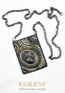 Resilient Necklace Bead Embroidery With Pyrite