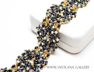 Largo Bracelet Bead Pattern - Hematite and Gold version - Svetlana.gallery