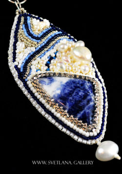 Sodalite Pendant Bead Embroidery