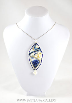 Sodalite Pendant Bead Embroidery