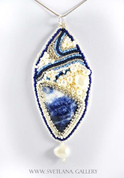 Sodalite Pendant Bead Embroidery