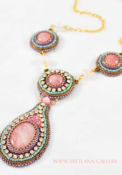 Spring Necklace With Rose Quartz
