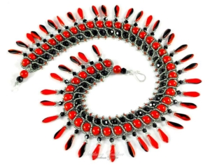 Nerita Necklace Variation in Red and Black