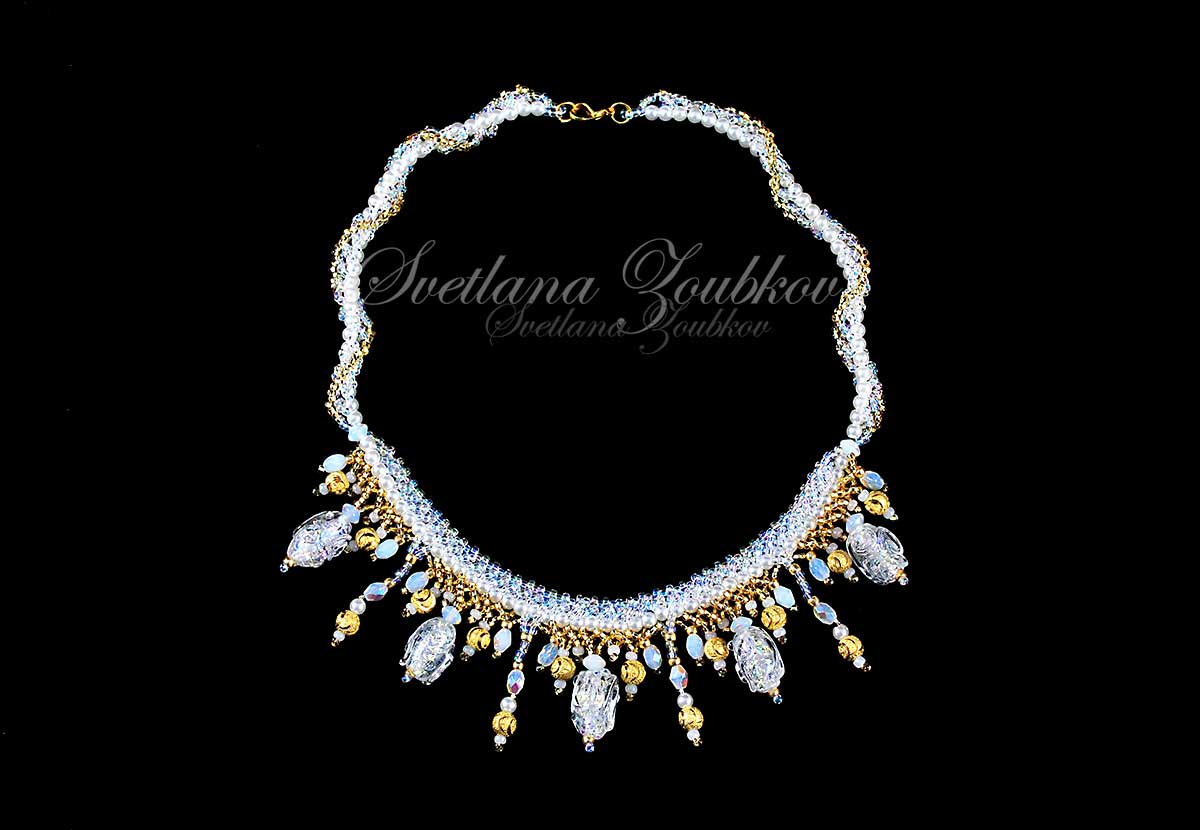 Bridal Necklace With Handmade Glass Beads