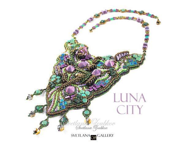 Luna City Necklace Bead Embroidery Experiment