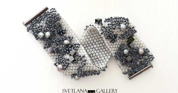 City Style Beaded Bracelet Idea - Peyote Stitch Metallic Colors - Svetlana.Gallery Beading and Embroidery