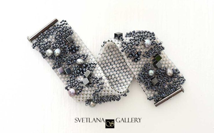 City Style Beaded Bracelet Idea - Peyote Stitch Metallic Colors - Svetlana.Gallery Beading and Embroidery