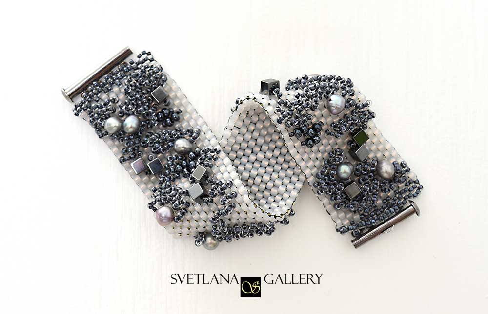 City Style Beaded Bracelet Idea - Peyote Stitch Metallic Colors - Svetlana.Gallery Beading and Embroidery