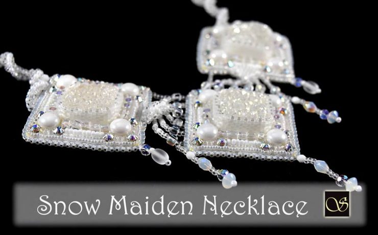 Snow Maiden Bead Embroidered Necklace - Svetlana.Gallery necklace design