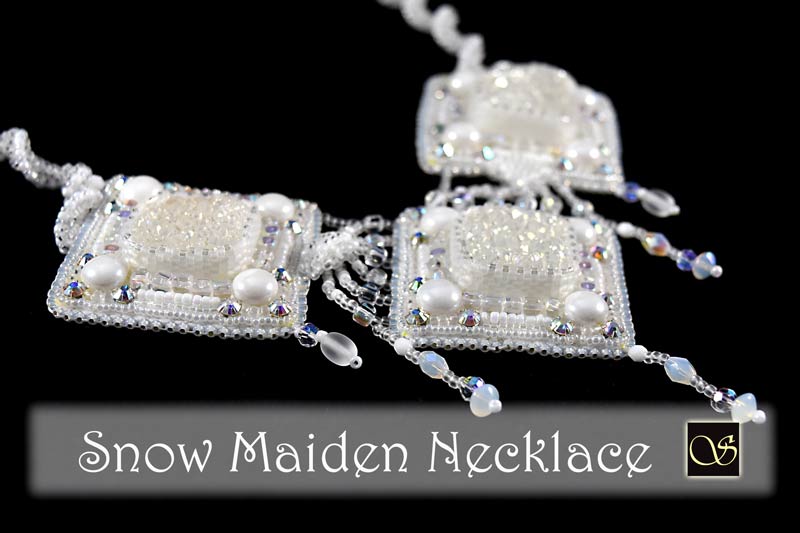 Snow Maiden Bead Embroidered Necklace - Svetlana.Gallery necklace design