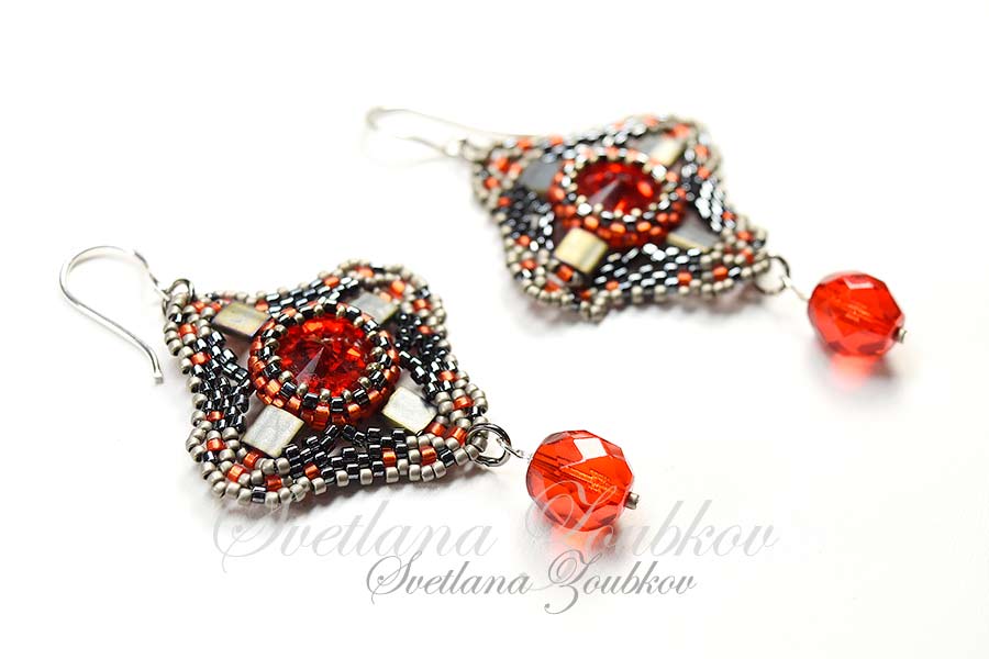 Earrings "Amazing Forest" in red and black