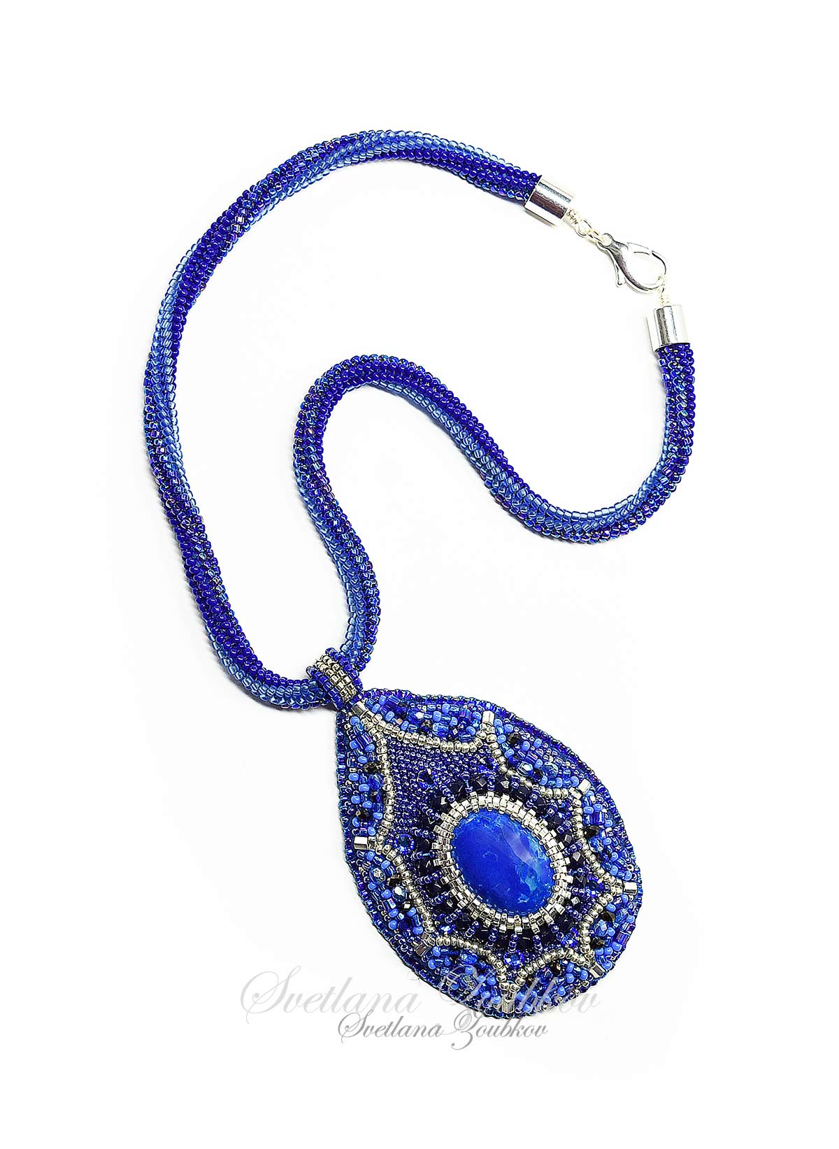 Lapis Lazuli Silver Web Necklace