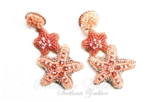 Starfish Earrings Bead Embroidery