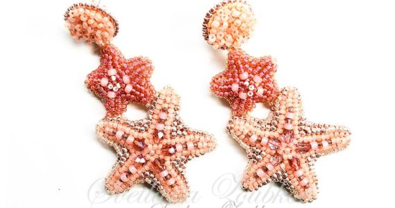 Starfish Earrings Bead Embroidery