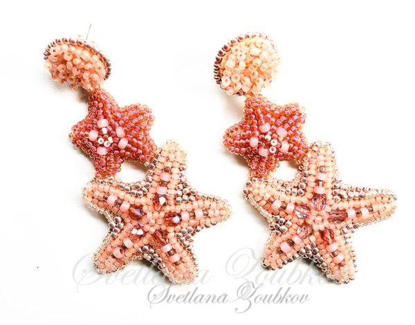 Starfish Earrings Bead Embroidery