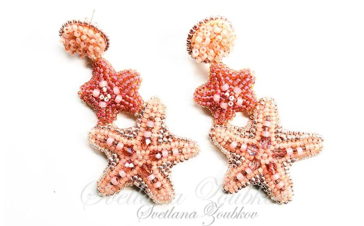 Starfish Earrings Bead Embroidery