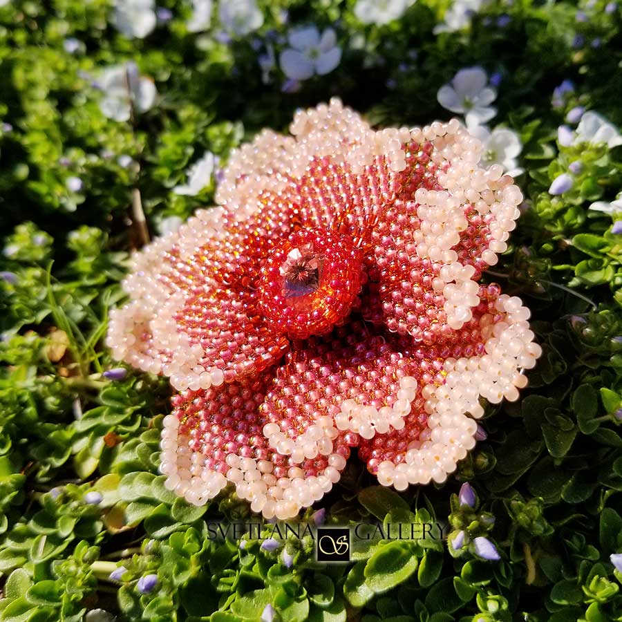 Pink Beaded Flower