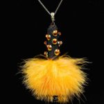 Feather Pendant Black and Orange