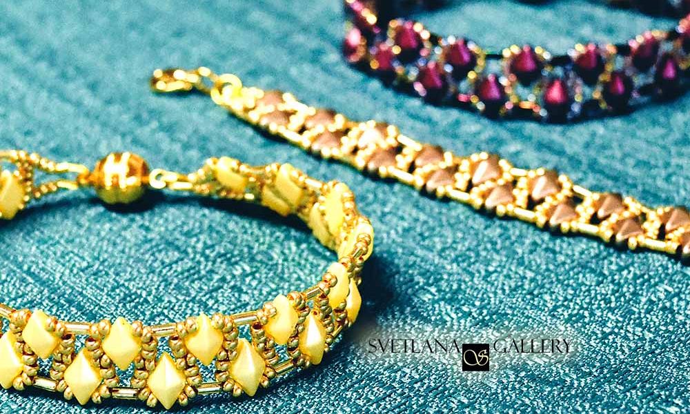 Diamond Duo Bracelet Irene Rich with Bugle Beads