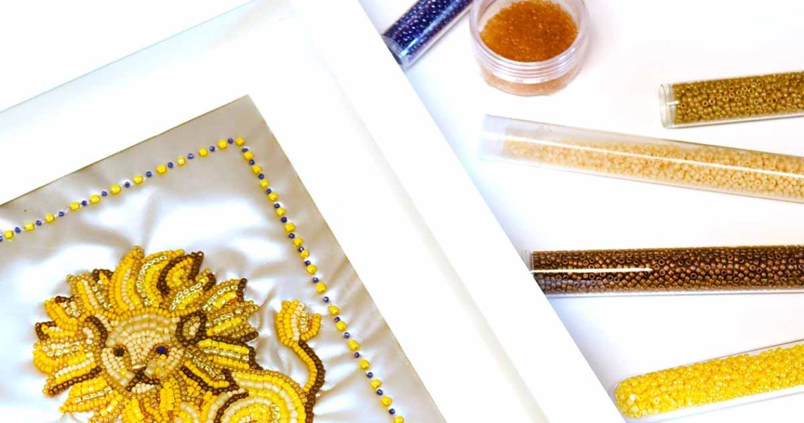 Bird and Lion Bead Embroidery