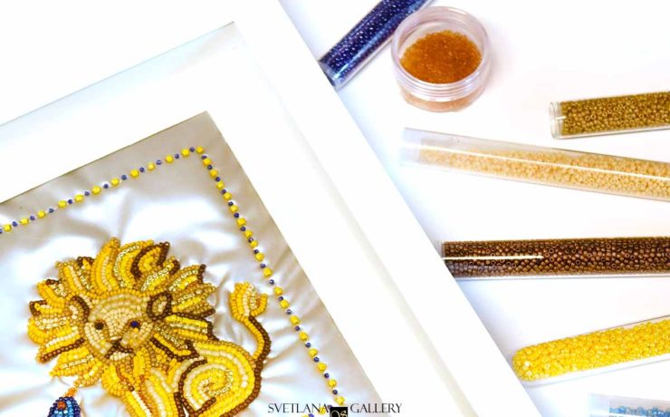 Bird and Lion Bead Embroidery