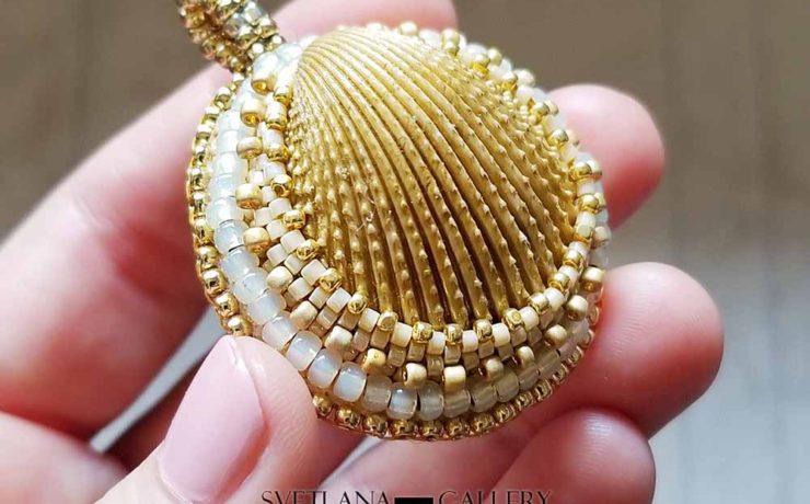 Seashell Pendant Bead Embroidery