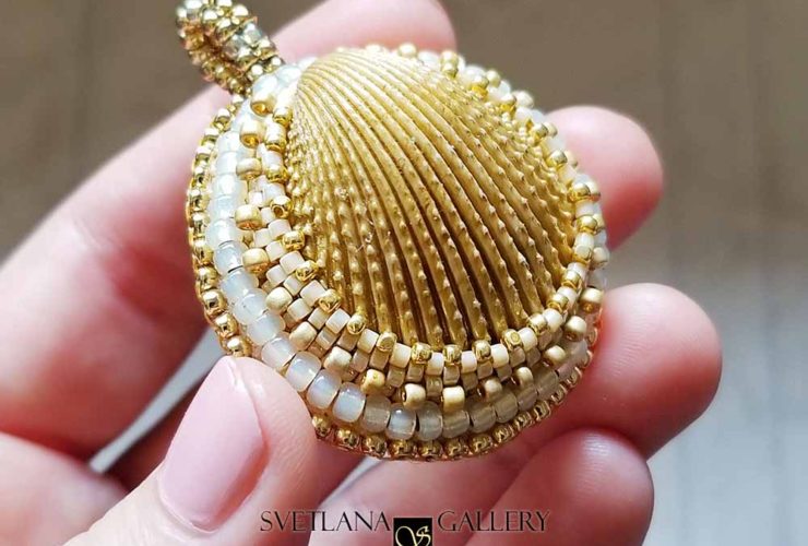 Seashell Pendant Bead Embroidery