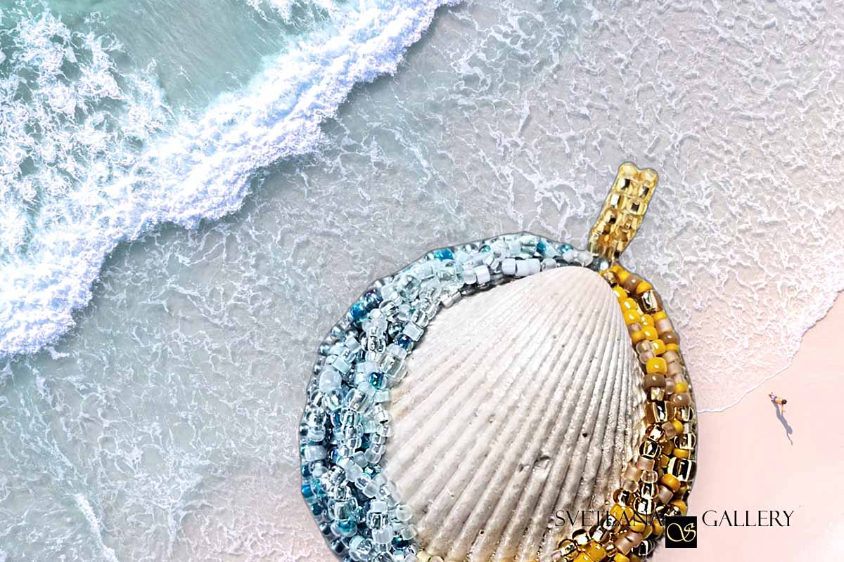 Free-Form Seashell Pendant Bead Embroidery