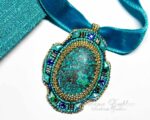Turquoise Gold Pendant Bead Embroidery