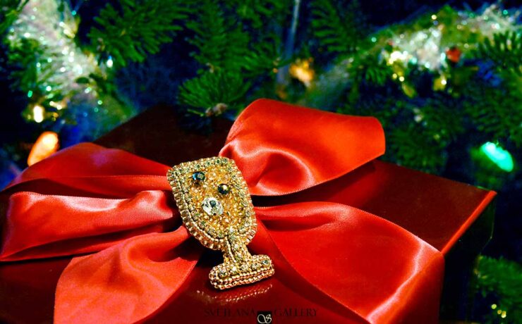 Champagne Glass Bead Embroidery