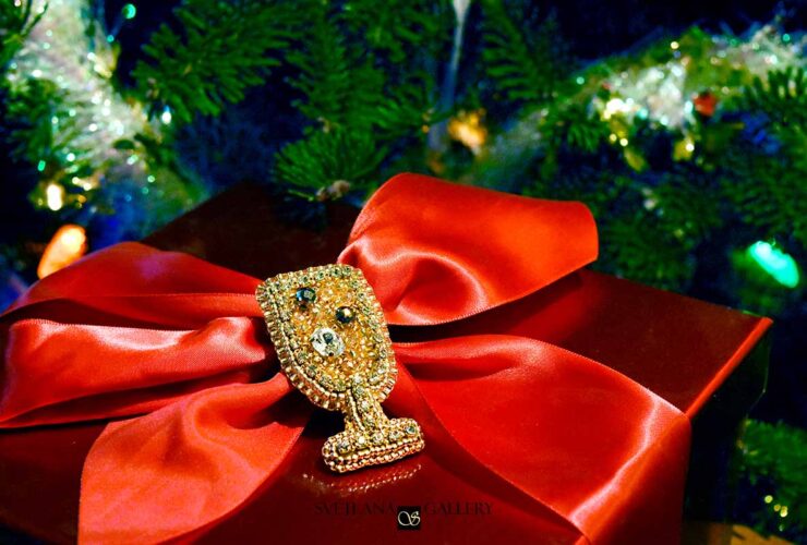 Champagne Glass Bead Embroidery