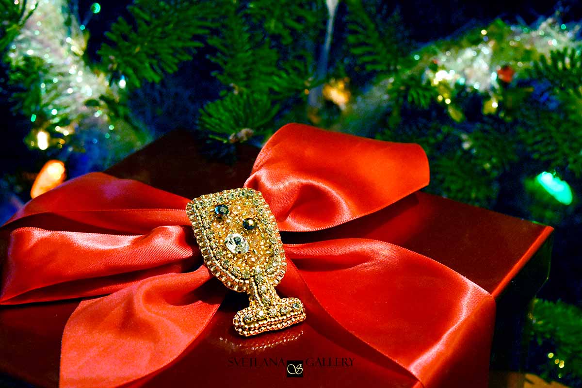 Champagne Glass Bead Embroidery