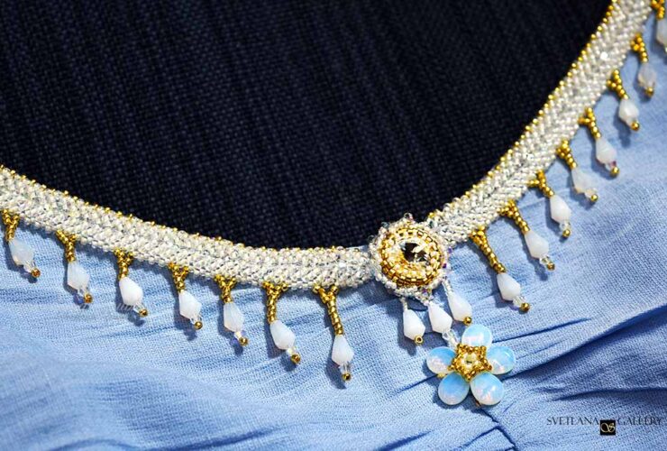 Blue Dress Beadwork Decor