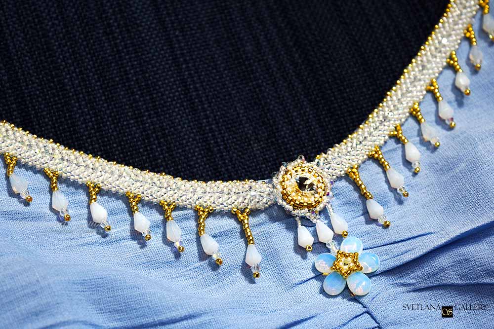 Blue Dress Beadwork Decor